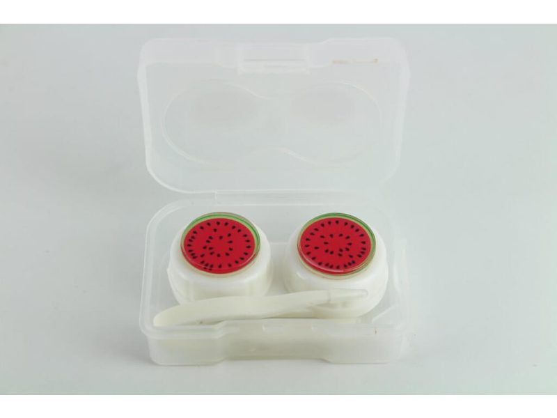 Set de depozitare a lentilelor de contact în formă de fructe, Culoare: alb / pepene galben