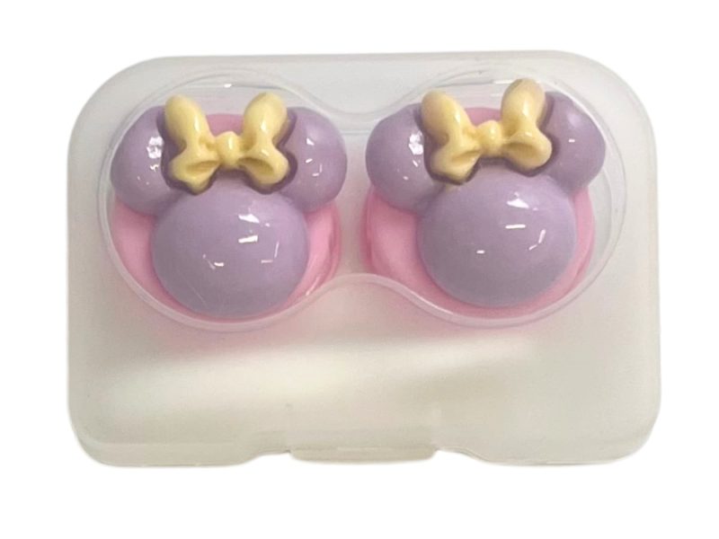 Suport lentile de contact pentru figurina Minnie, Culoare: bază roz, mov, arc galben