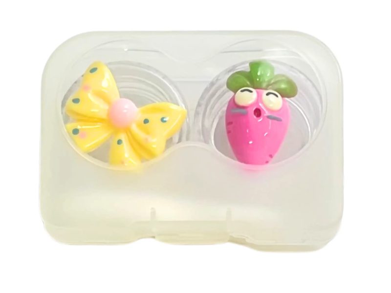 Suport lentile de contact cu figurină Carrot Bow, Culoare: roz, galben