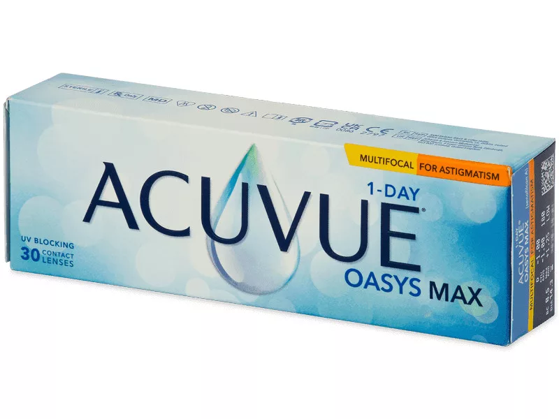 Acuvue Oasys 1-Day Max Multifocal For Astigmatism (30 lentile), CYL: -1.00