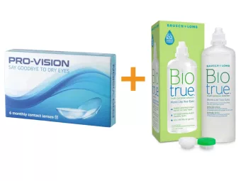   Pro-Vision (6 lentile) - silicon hidrogél, lentile de contact lunare + Biotrue (300 ml)