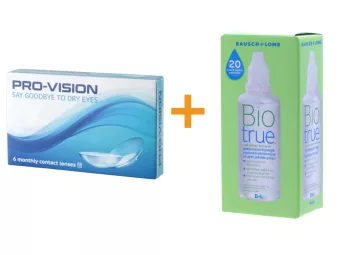   Pro-Vision (6 lentile) - silicon hidrogél, lentile de contact lunare + Biotrue (60 ml)
