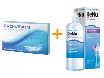   Pro-Vision (6 lentile) - silicon hidrogél, lentile de contact lunare + ReNu MultiPlus (360 ml)